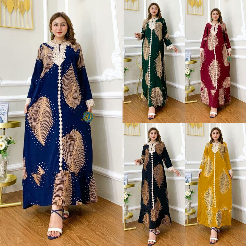 Daster Arab Lengan Panjang Ashanty Motif Terbaru Longdres Renda Kekinian Model Busui Ziper