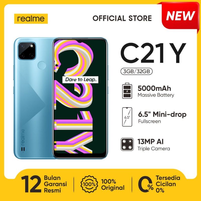 HP Realme C21Y 3/32GB 4/64GB [5000mAh, 13MP Al Triple Camera, 6.5" Mini-drop