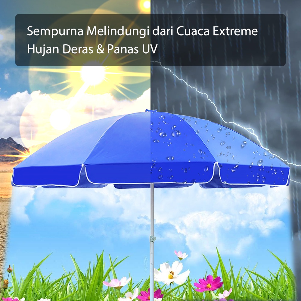 Payung Jualan Tenda 260 cm HUGO Dua Lapis Dobel Jari Jumbo Anti UV Anti Angin