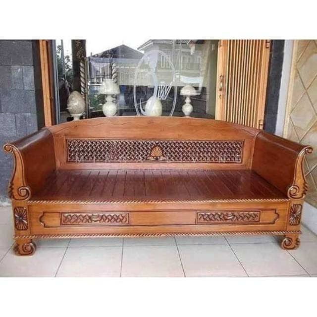 Kursi Bale Bale Kayu Jati Minimalis Ukir Dipan Santai Jujur Barokah Furniture Jepara