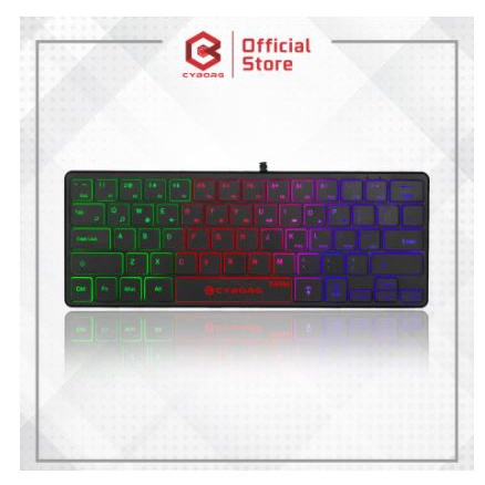 Keyboard mini gaming cyborg membrane wired usb 2.0 tkl 60% 64 keys rainbow k64m atom