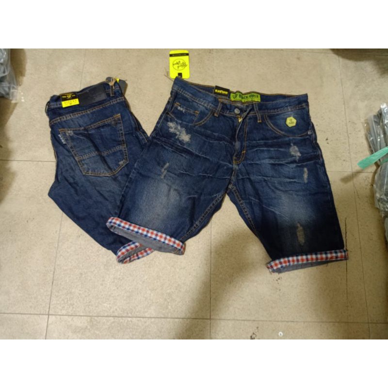 celana pendek pria distro sobek-sobek tambal || celana jeans pria terbaru || celana jeans stik balik