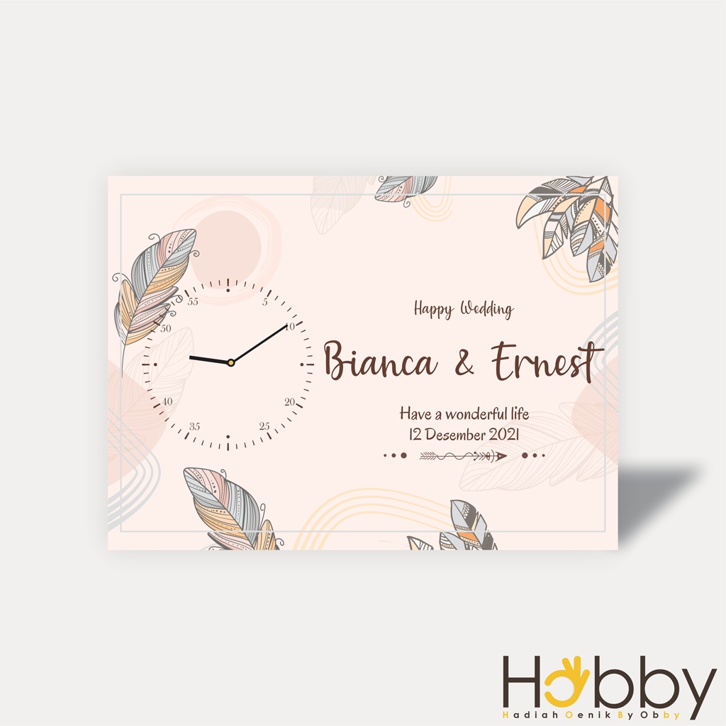 JAM DINDING KAYU CUSTOM NAMA TULISAN KADO NIKAHAN UNIK HADIAH ENGAGEMENT MEJA DUDUK WEDDING AESTETIK
