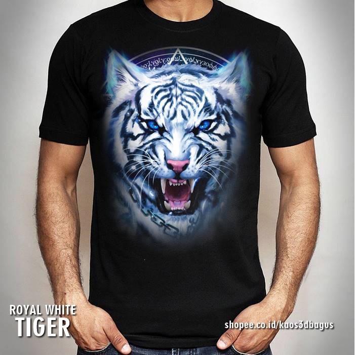 Baju KAOS HARIMAU PUTIH Distro T-Shirt Gambar MACAN PUTIH Maung Bodas Siliwangi WHITE TIGER