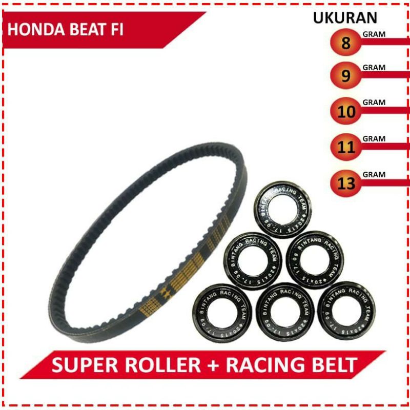 VANBELT &amp; ROLLER  BRT BEAT FI SCOOPY FI SPACY FI ( STATER KASAR) ROLER BRT BEAT FI 8 9 10 11 13 GRAM V BELT VANBELT BRT BEAT FI STATER KASAR ORIGINAL BRT ROLLER BLACK DIAMOND BRT BEAT FI SPACY FI SCOPY FI STATER KASAR GHIO MOTOR SHOP