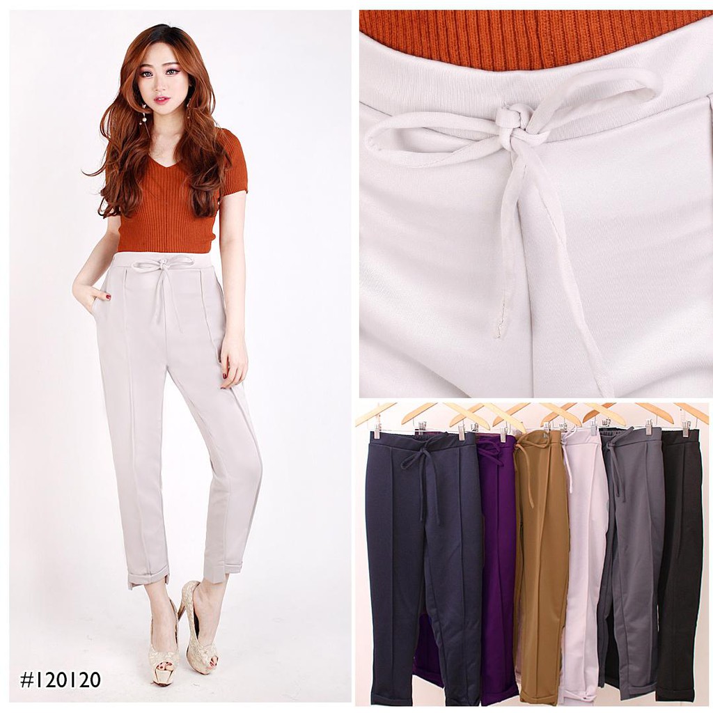  6 WARNA  Celana  Formal Wanita  Pinggang Karet Celana  Resmi 