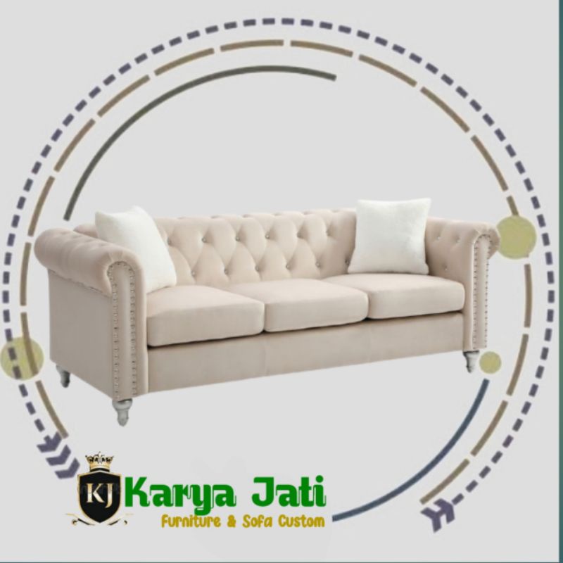 KJF Sofa Retro Classic 3 Seater Sofa Mewah furniture minimalis, sofa ruang tamu minimalis, kursi sof