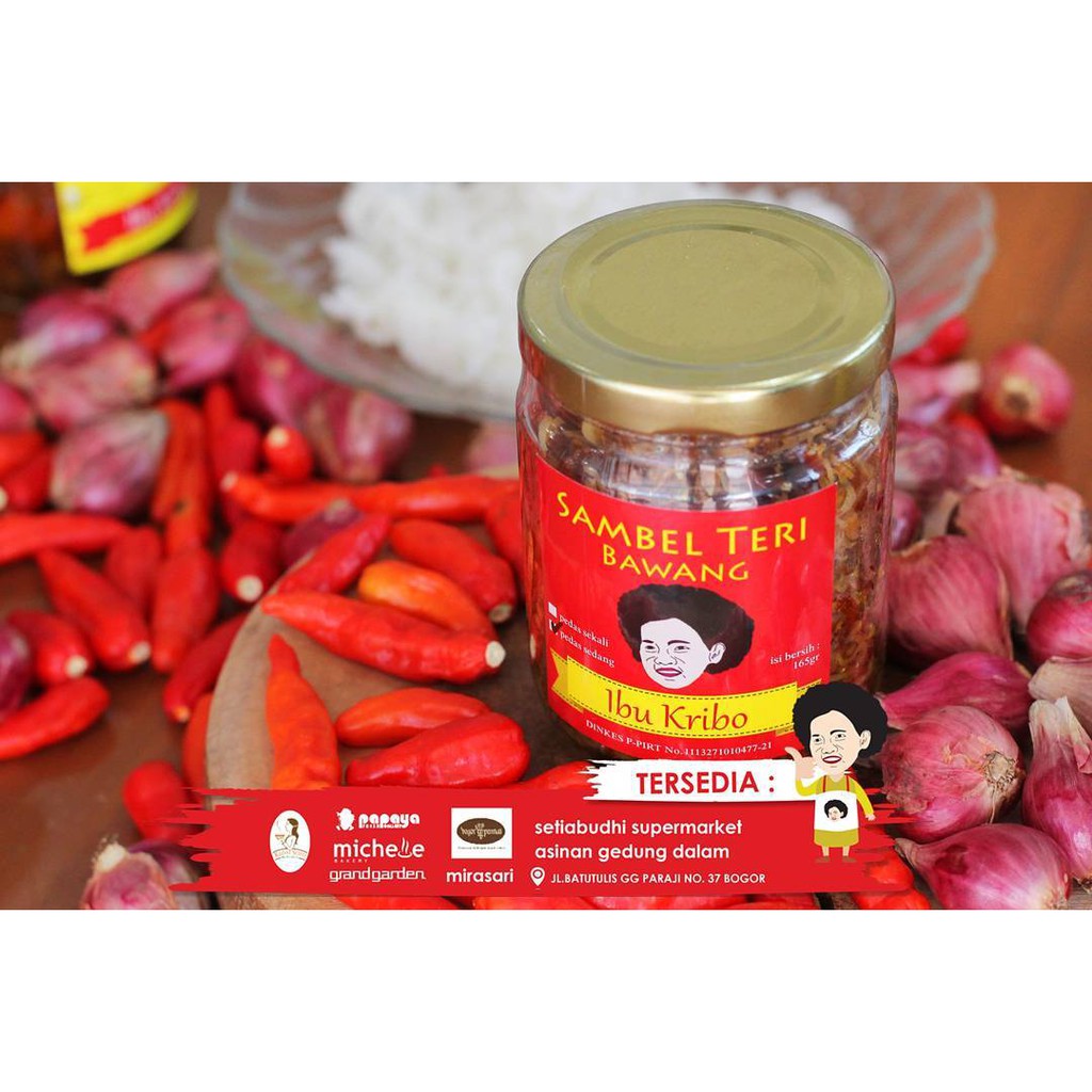 

KTr190 SAMBEL TERI BAWANG Sambal Ibu Kribo Khas Bogor (Pedas Sedang)