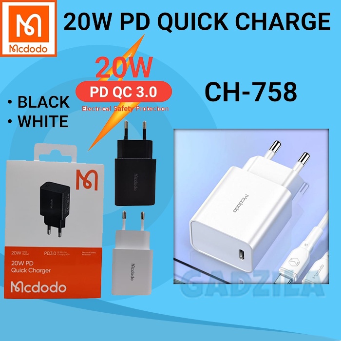 MCDODO CH-758 Adaptor Kepala Charger Type C 20W Adapter iPhone 12 13 Pro Oppo Vivo Samsung