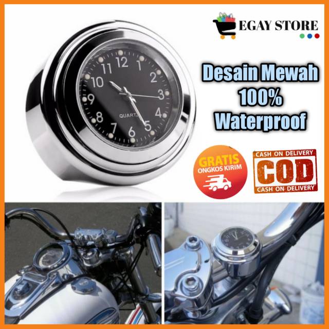 Jam Stang Motor Waterproof Jam Sepeda Anti Air Motorcycle Clock Handlebar Best Quality Murah