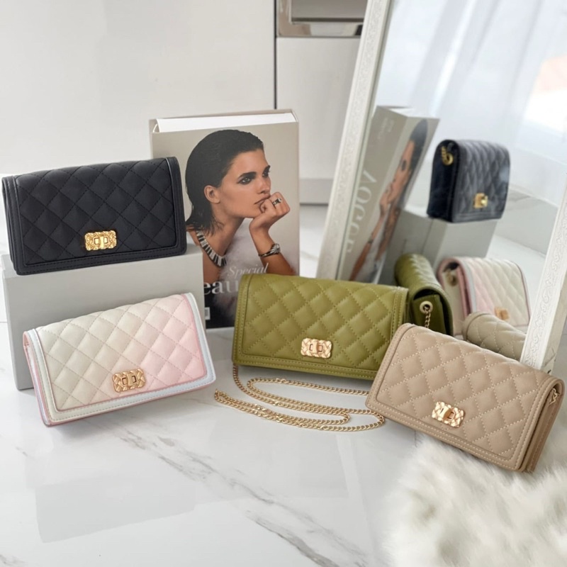 CnK ck1399 Charles n Keithh Long wallet quilted Micaela | Chain Wallet c1399 | Dompet Rantai | Dompe