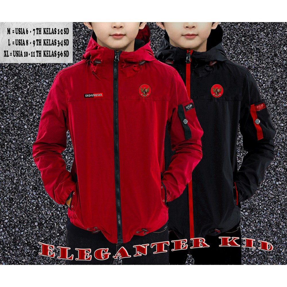 Jaket Anak Timnas Indonesia Anti Air, anti angin