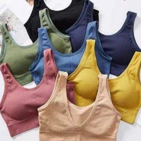 Bralette sport wanita rajut tebal Fema melar tebal super elastis zumba yoga senam bra bh wanita sexy bra genie bh genie