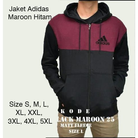 Jaket Adidas Maroon Hitam JUMBO