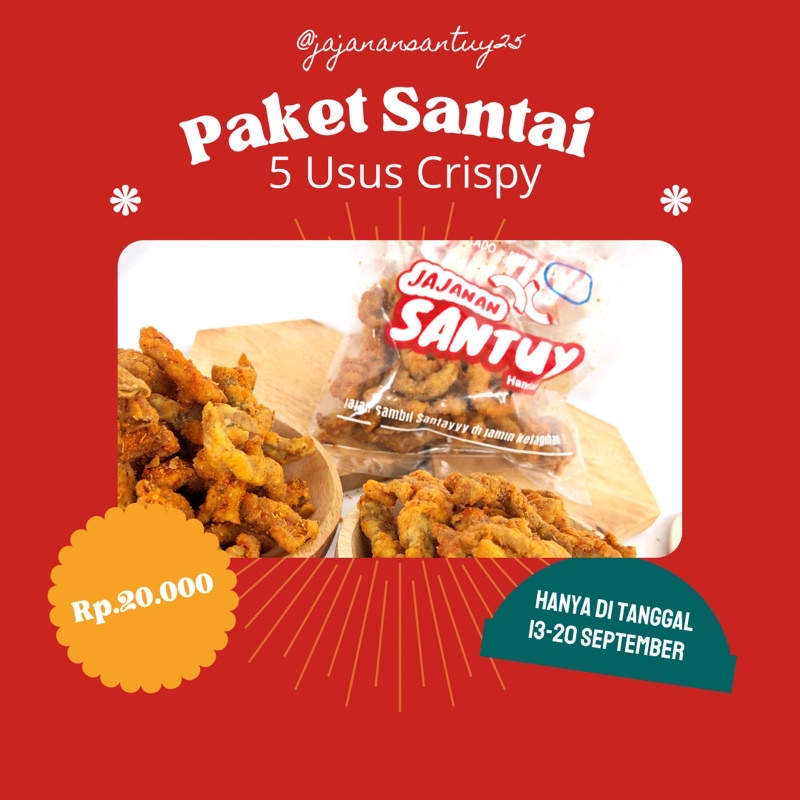 

USUS CRISPY PEDAS / PAKET USUS CRISPY 5pcs 20Rb