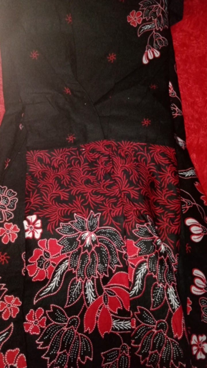 Batik Couple Keluarga Sania Ruffle Ori Ndoro Jowi Dnt Motif Sakura Merah
