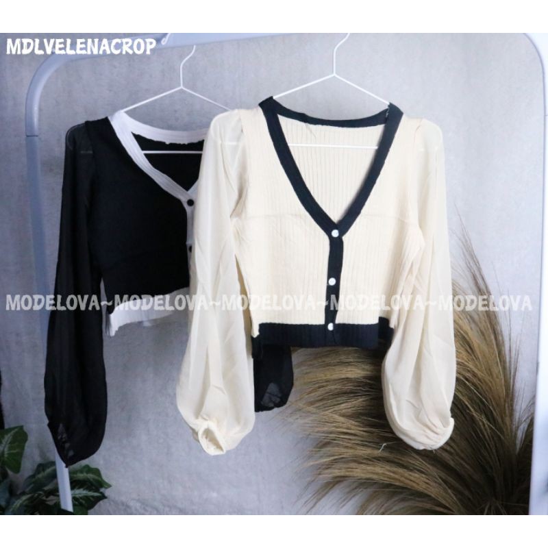 MDLV ~ 8668 KNIT ELENA CROP // CROP LENGAN PANJANG RAJUT // FASHION IMPORT WANITA