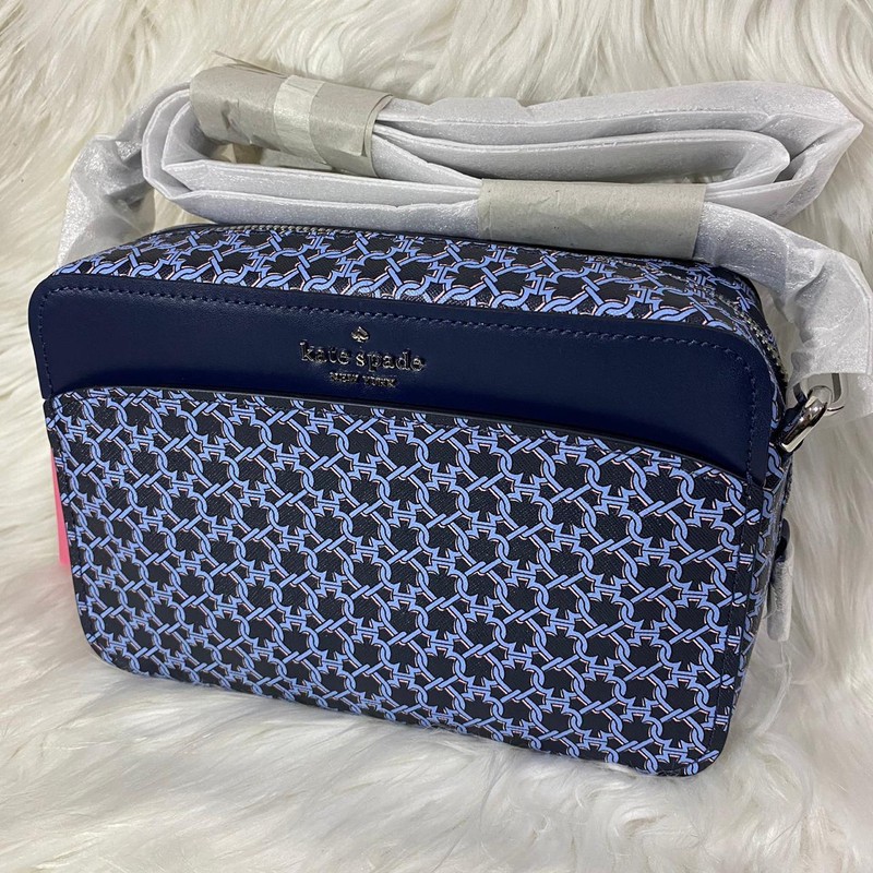 tas kate spade link spade camera bag blue multi