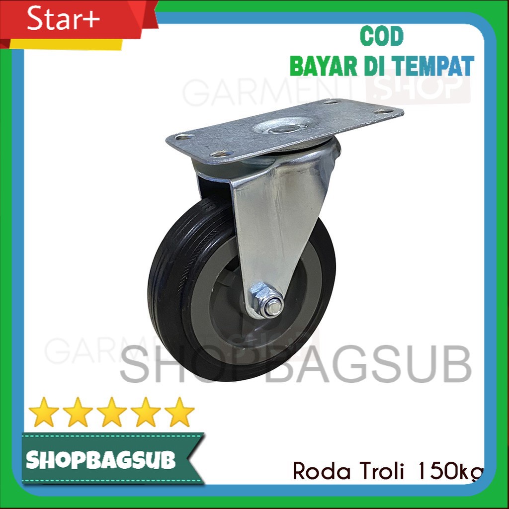 Roda Troli Barang 4 Inch Hand Truck Trolley Ban Karet Dorongan Gerobak