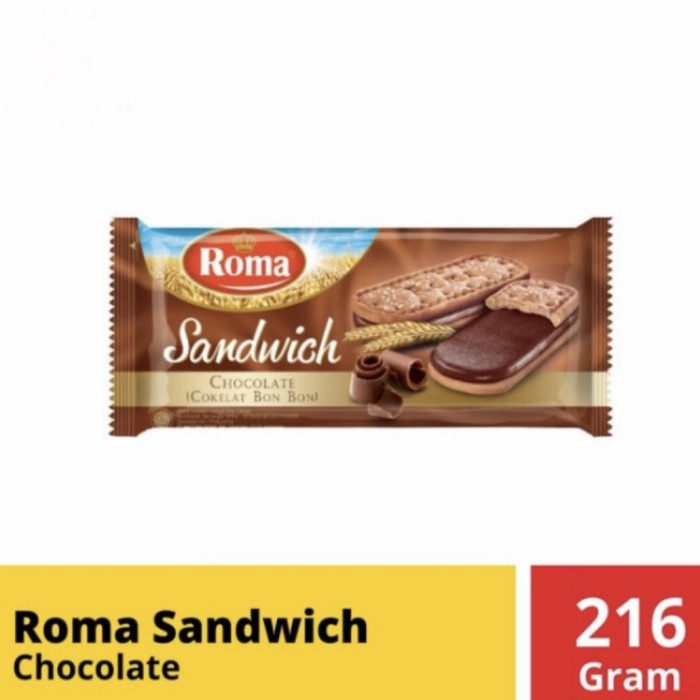 

Biskuit Roma Sandwich coklat 216gr harga grosir murah