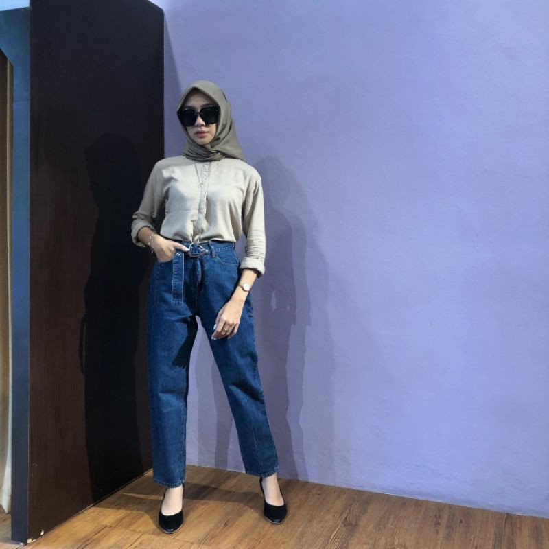 WARREN BAGGY BELT JEANS (CKEY)