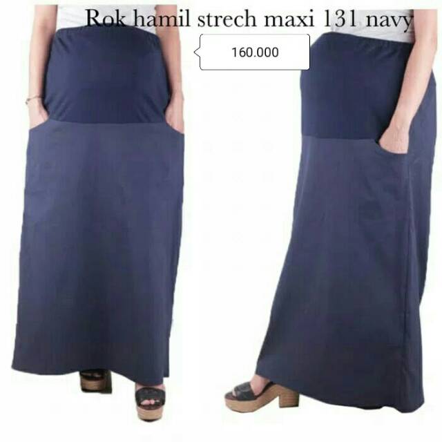 Maxi jumbo.rok kerja hamil navy biru tua.rok panjang jumbo xl xxl xxxl ibu hamil.busana muslim hamil