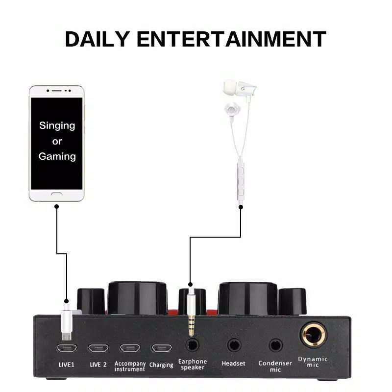 Sound Card V8 Live Broadcast Mixer Bluetooth Audio USB External / Mixer Audio Bluetooth (sudah di cek terlebih dahulu sebelum dikirim)