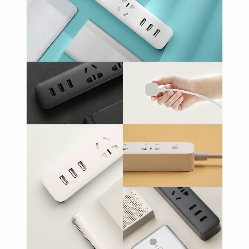 Xiaomi Mi ORIGINAL Smart Power Strip 3 Plug With 3 USB Port 2A - XMCXB01QM - Black