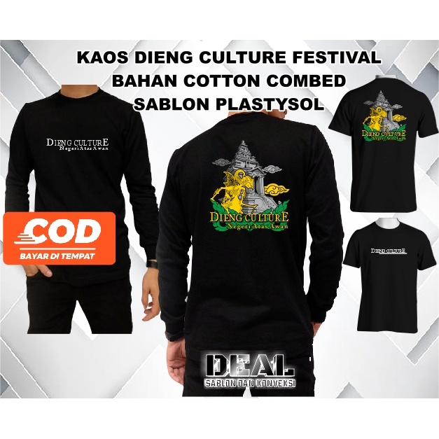 KAOS WISATA DIENG, DIENG CULTURE FESTIVAL / DCF BAHAN COTTON COMBED SABLON PLASTYSOL