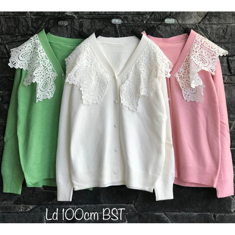 knit cardigan rajut renda import