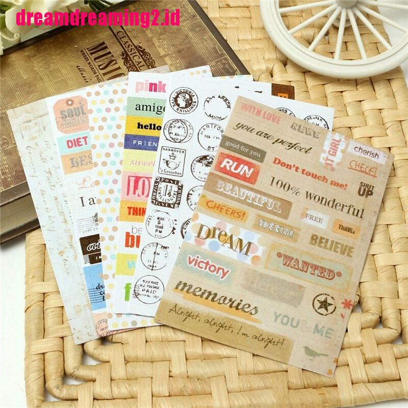 （✔✔❤6pcs / Lot Stiker Kertas Kalender Retro Untuk Scrapbook / Diary / Planner