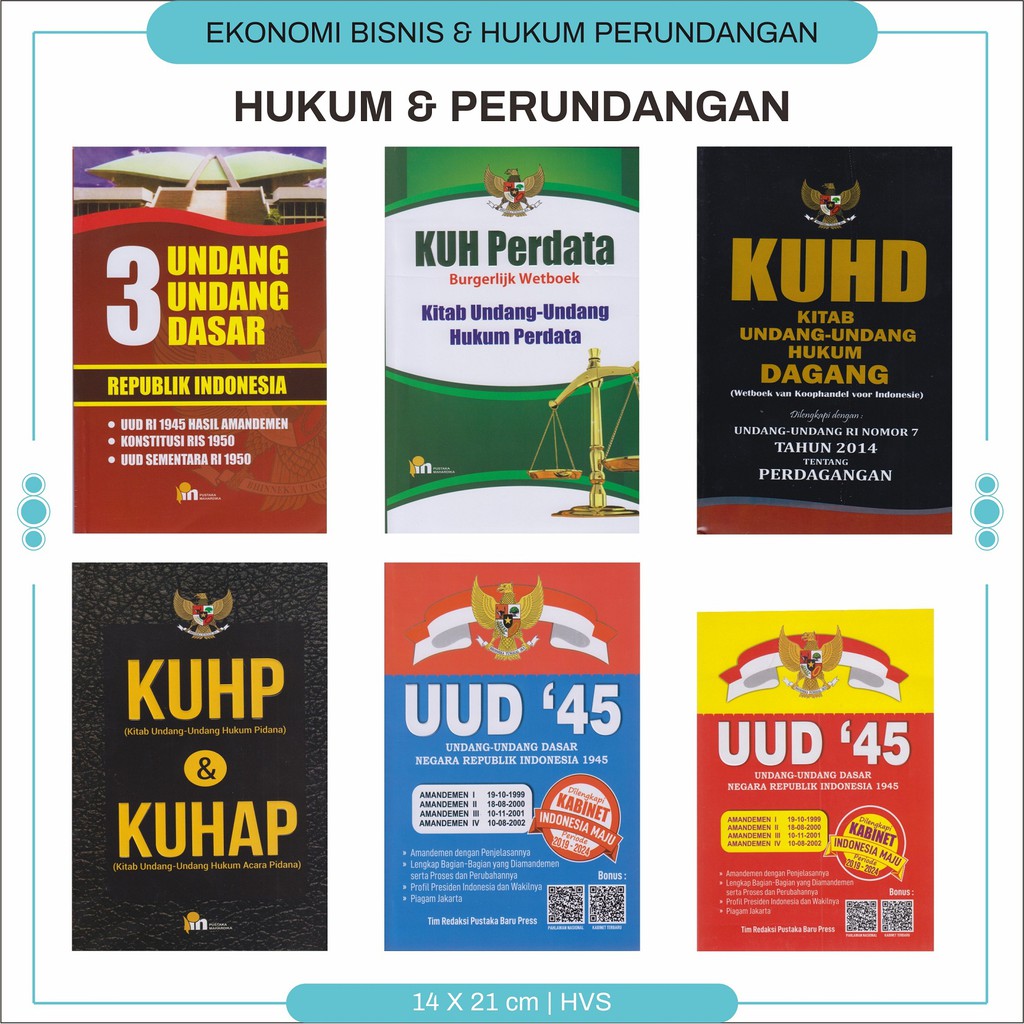 Buku Hukum Ilmu Perundang Undangan : 3 Undang Undang Dasar RI / KUH Perdata / KUHD / KUHP Dan  KUHAP / UUD 1945  Best Seller