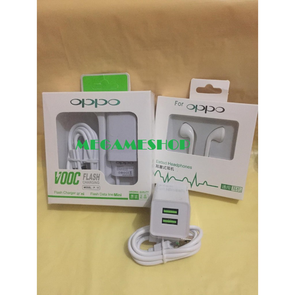 New Promo OPPO Casan 2 Lubang VOOC FLASH Charging Free HEADSET OPPO_MGM27