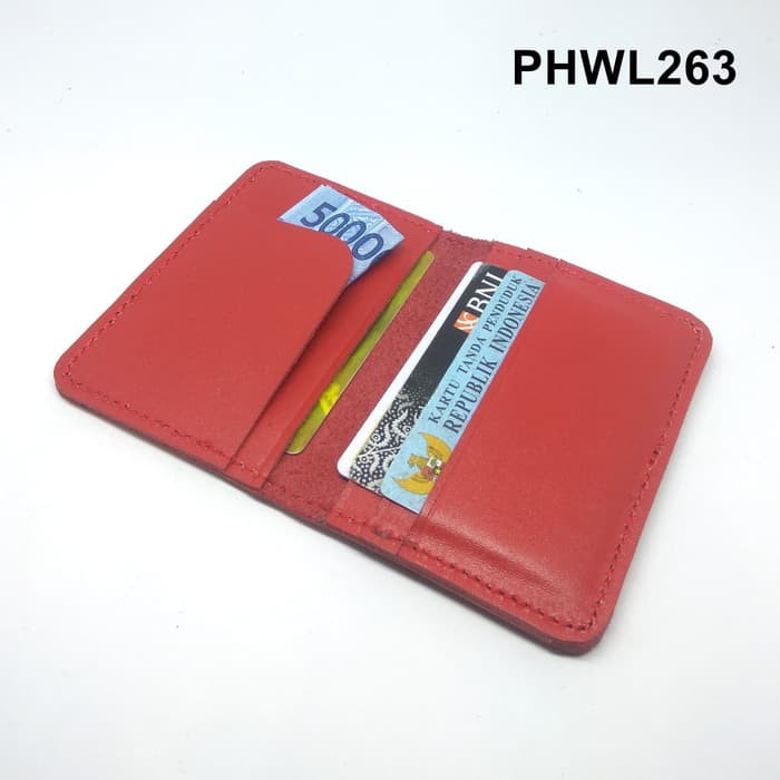 dompet kartu kulit asli card wallet warna merah PHWL263