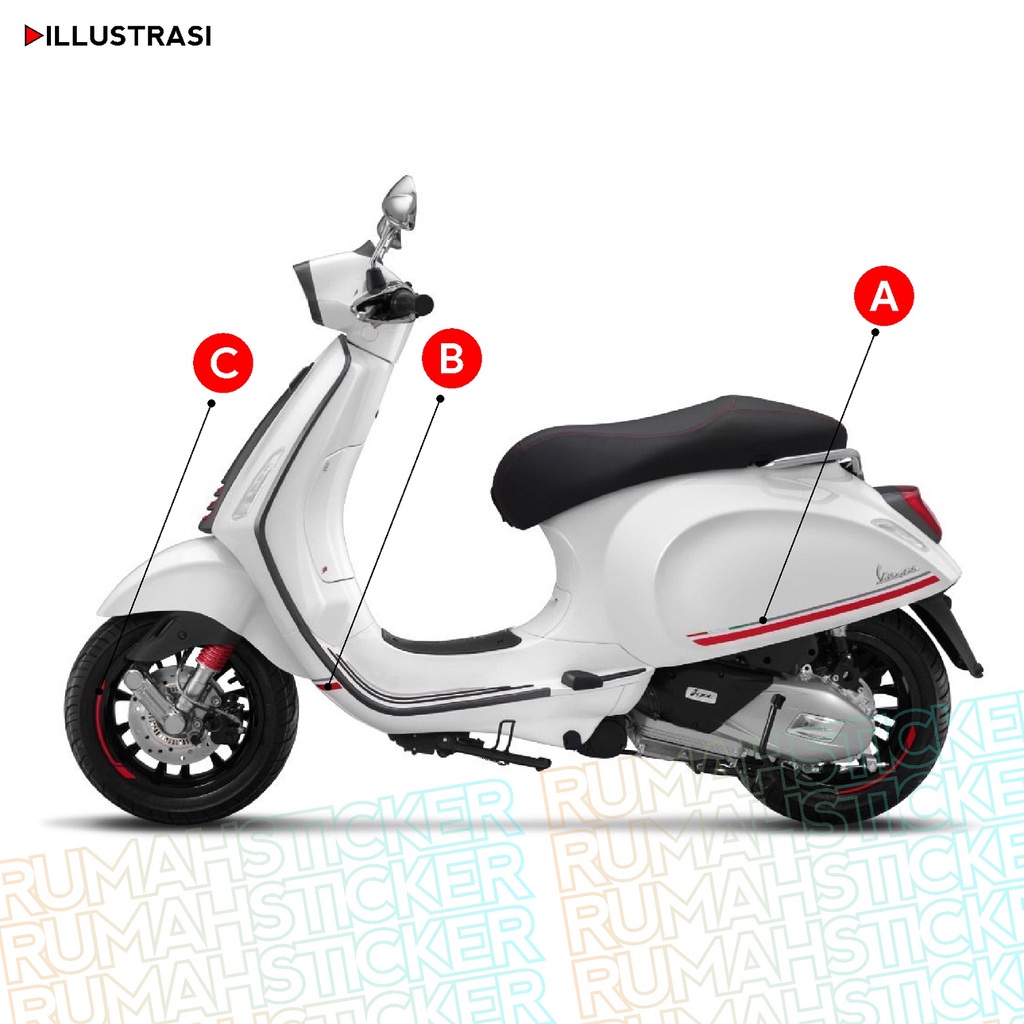 STICKER CUTTING LIST VESPA UNIVERSAL MODEL STRIPING VESPA SPRINT CARBON