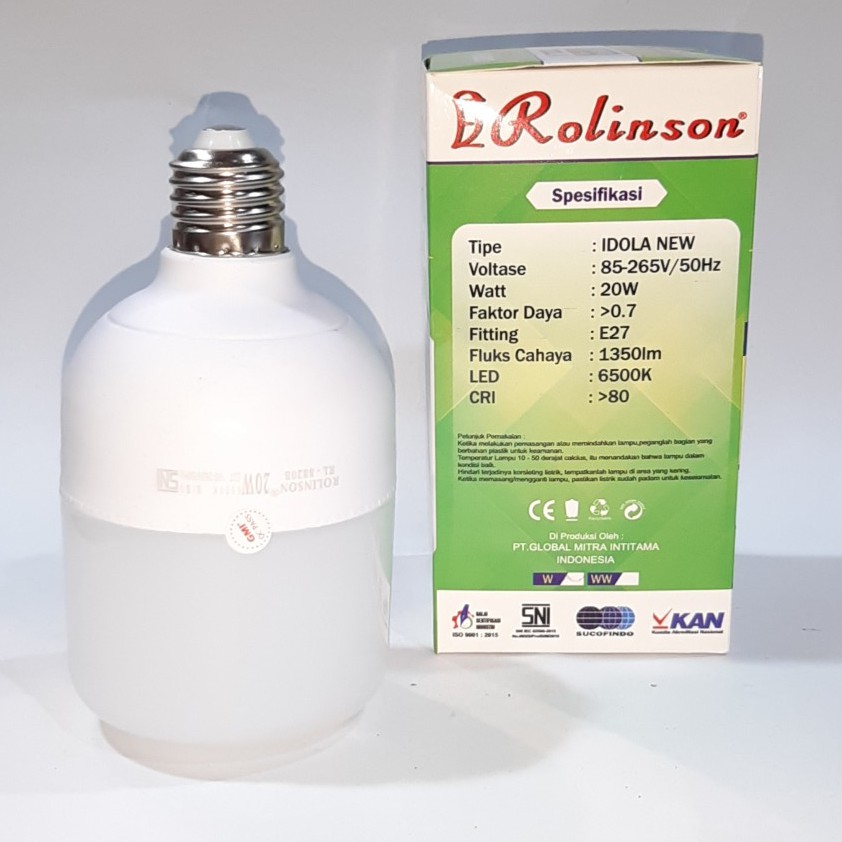 Bohlam LED Rolinson Super Terang 20 Watt Cahaya Putih Hemat Energy RL-8820D