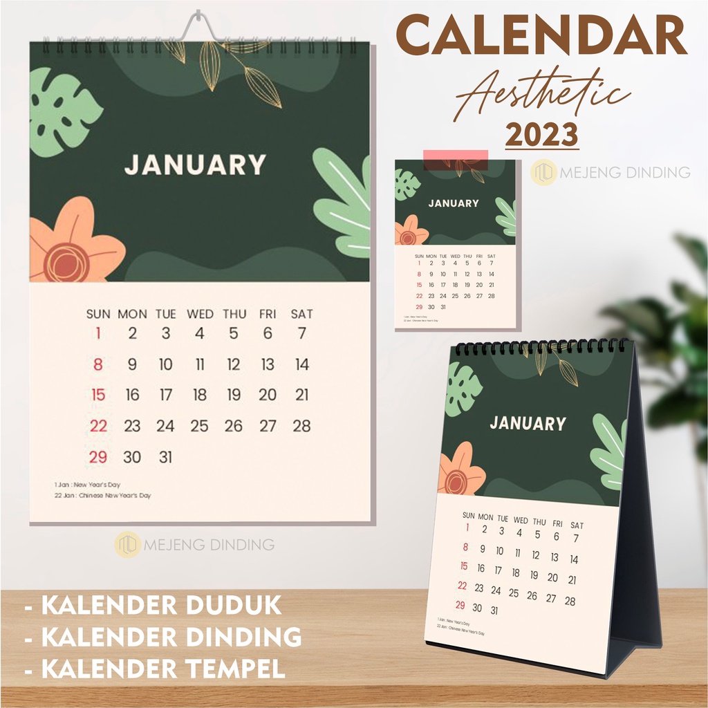 Jual Kalender Dinding Aesthetic 2023 / Kalender Meja Aesthetic 2023 ...