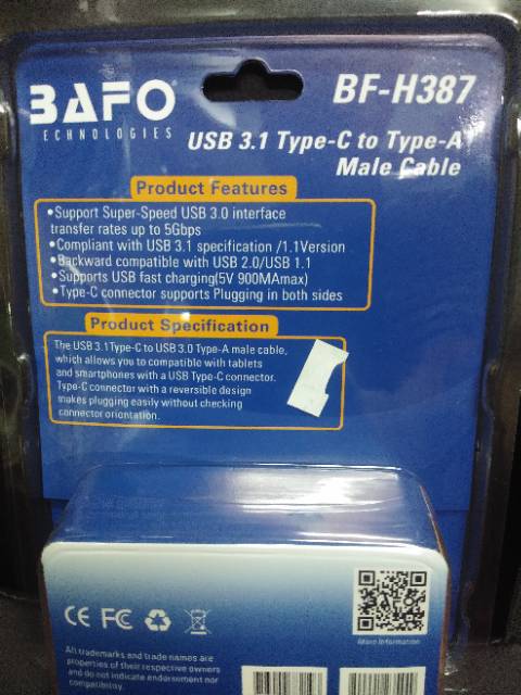 Bafo BF-H387 Kabel Type-C to USB3.0 Male 1,5Meter