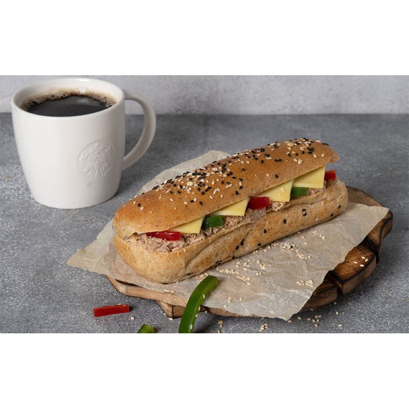 

STARBUCKS FOOD AND SNACKS TUNA CHEESE WHOLE WHEAT PANINI