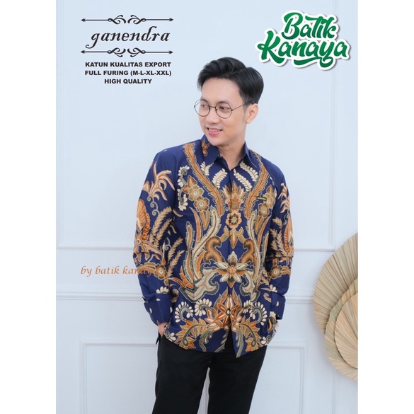 GANENDRA Baju Batik Pria Berlapis furing Bahan Katun Berkualitas Ekspor by Kanaya