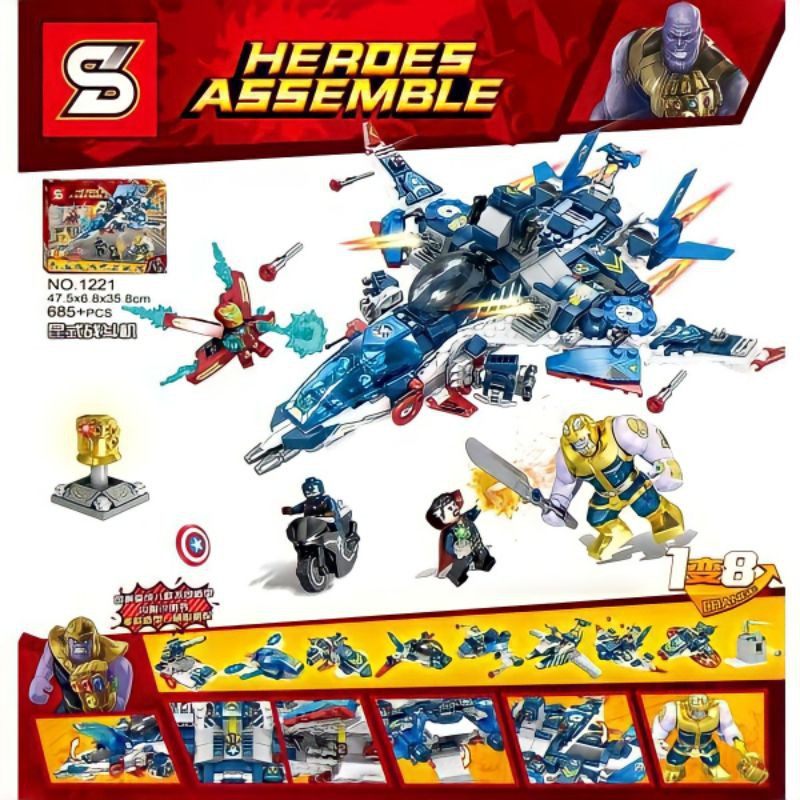 Lego Pesawat Super Hero Marvel Avenger Avengers SY1221 Infinity War Endgame Thanos with Quinjet
