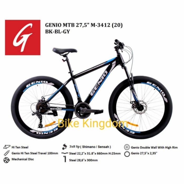 Sepeda Gunung MTB 27.5 Inch Genio M-3412 | 24 SPEED SHIMANO GS
