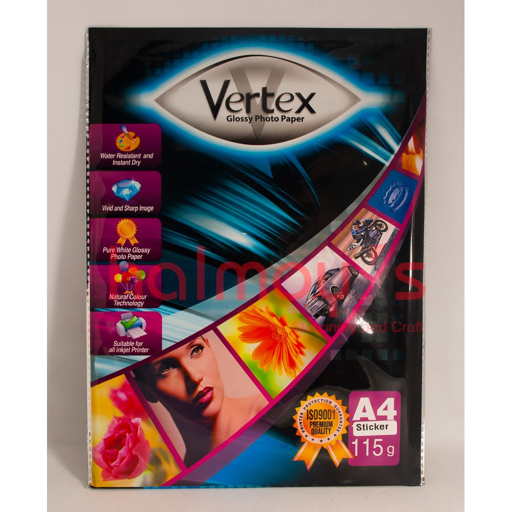 

KERTAS FOTO / PHOTO PAPER VERTEX STIKER A4 115 GSM