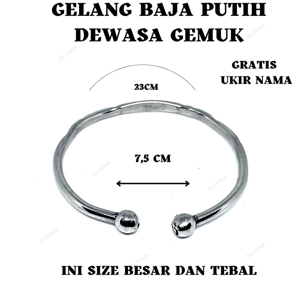 GELANG BAJA PUTIH UKURAN DEWASA TEBAL,GELANG UNTUK ORANG GEMUK,PRODUK TEBAL DAN KUAT