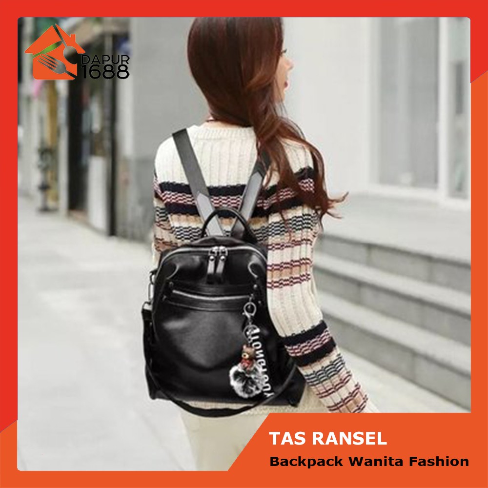 Tas Ransel Wanita Korean Fashion Bahan PU Leather Backpack Multifungsi Fashion Mode New Model