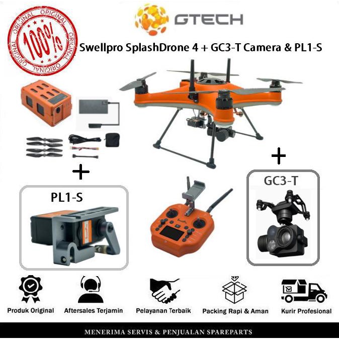 Swellpro SplashDrone 4 + GC3-T Camera &amp; PL1-S - Swellpro Drone 4 - New