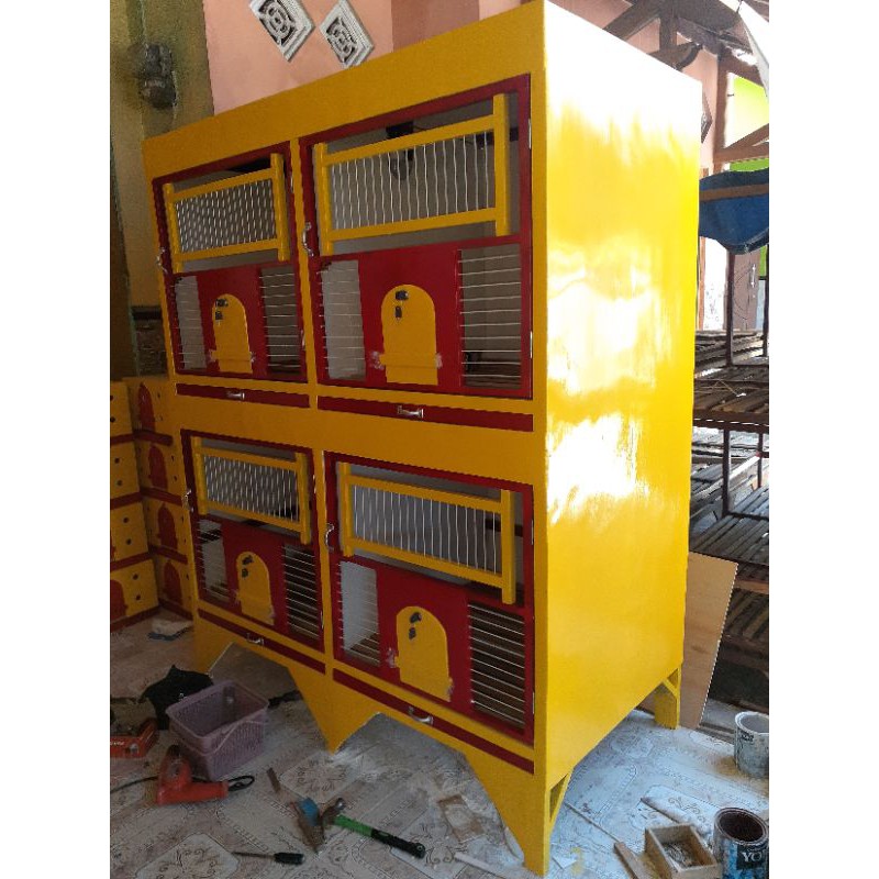 kandang merpati kandang macan kandang dara kayu jati fiber isi 4 pintu