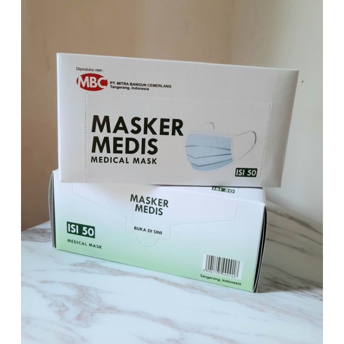 Masker medis MBC 3 ply ijin KEMENKES isi 50 pcs putih