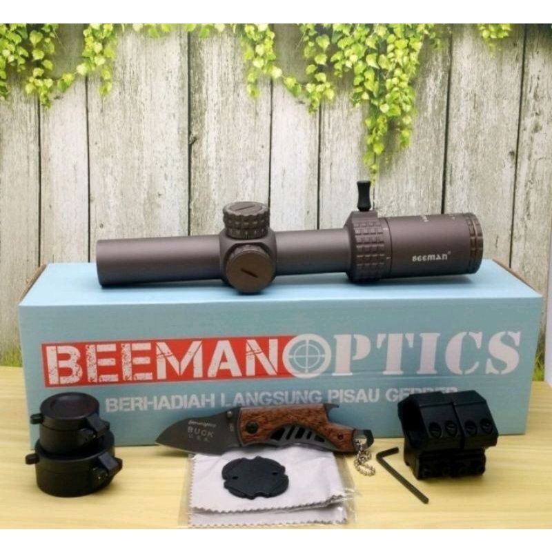 Telescope Beeman Optics 1-6x24 IR Wolf Brown dan Mate Black // Tele Buntung Tube