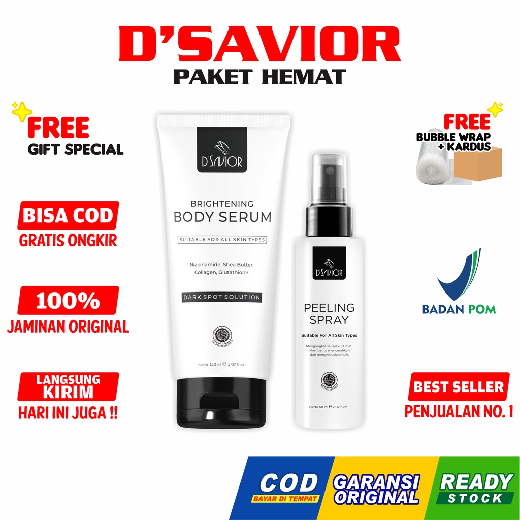 DSavior Whitening Body Serum [SALE COD] Dark Spot Peeling Spray Hand Lotion D Savior Original Paket Lengkap Brightening